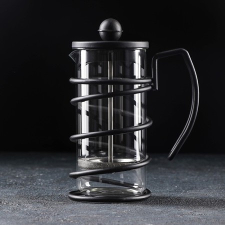 Know -hand jacket kettle - Loft press, 350 ml, glass, black color