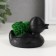 Concrete "duck" 6x8x5.5 cm black with moss (moss green. Stabilized)