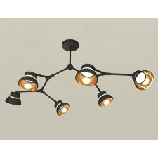 Комплект подвесного поворотного светильника Ambrella light, Traditional DIY, XB9056101, 6хGX53, цвет чёрный песок, золото желтое полированное, прозрачный