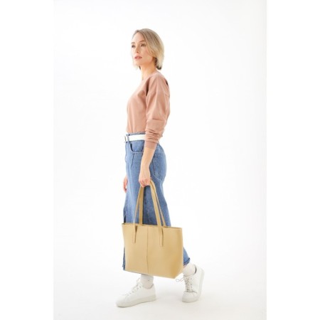 Zipper bag with lightning, beige color-3