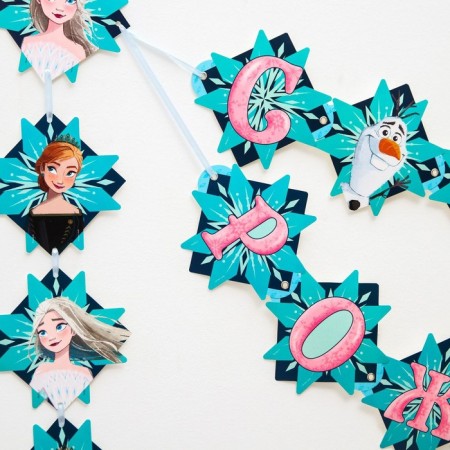 Girland on the eyelets "Happy Birthday!", Length 170 cm, cold heart-6