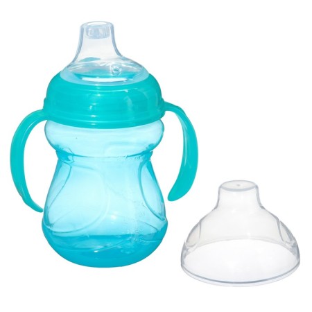 Drunker - children's impotance with a soft nose, 250 ml., With handles, green color-1