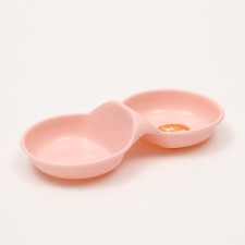 Double plastic bowl 2 x 160 ml, 24 cm x 11.5 cm x 3 cm, pink