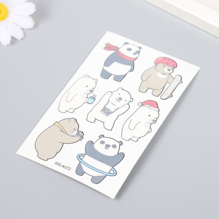 Tattoo on the body color "Bear. Hobbies" mix 12x7.5 cm-2