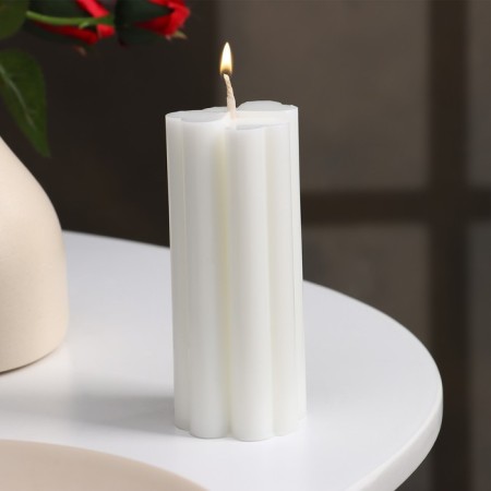 Candle-cylinder "four-leafer", 4.5x10.5, white, 6 hours