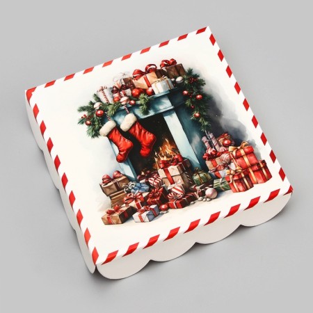 Cookie box, confectionery packaging, "miracles time", 12 x 12 x 3 cm, new year-2