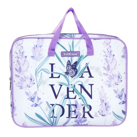 Folder with A4+handles, 360 x 290 x 70 mm, textile, Erichkrause Lavender 56973