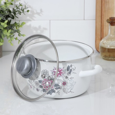 Spring romance pan, 2 l, glass cover, induction-1