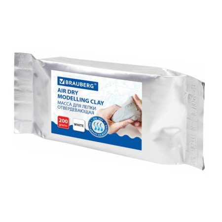 Pasta (mass) for modeling and modeling self -confused, 200 g, white, highest quality, Brauberg