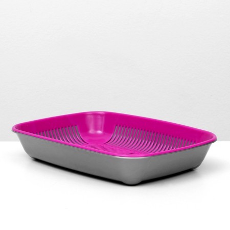 Rounded toilet with a mesh of 33.5 x 25 x 6 cm, Magenta/Gray
