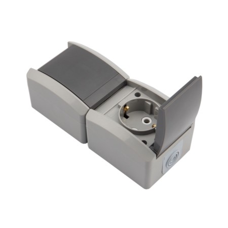 Vertical 2nd outlet (ceramics) Industrial IP54 with grounding, o/y, gray kranz-3