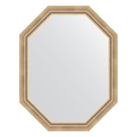 Mirror in the baguette frame, aged silver with weaving 70 mm, 73x93 cm