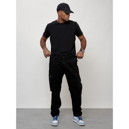 Cargo jeans male, size 52, black color-8
