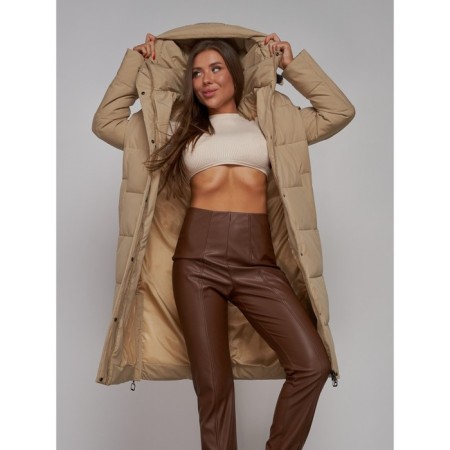 Coat insulated winter female, size 42, color light brown-15