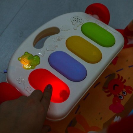 Developing rug "baby game", with a piano, round, pink-13