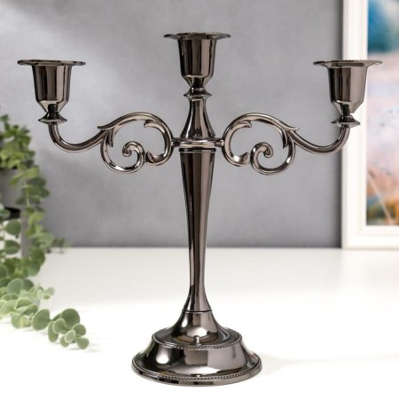 Summier Metal for 3 candles "conciseness" color black chrome 25.5x27x10 cm-1