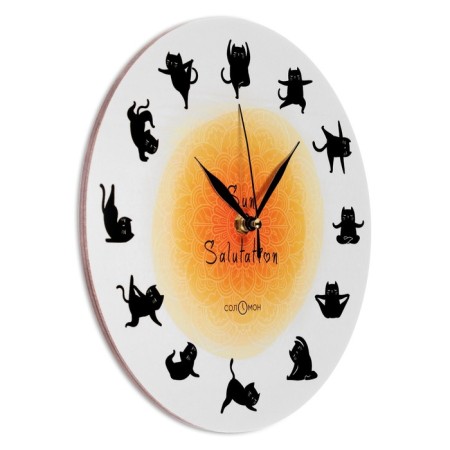 Wall clock, series: interior, "yoga poses from the cat", discrete move, d-23.5 cm-1