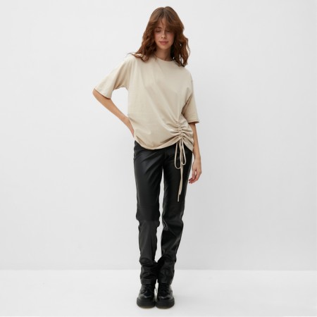 Women's T-shirt with Kulika Minaku Regular Fit: Beige color, pr 52-1