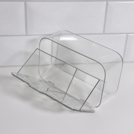 Organizer for storage, hinged, 2 sections, with an adhesive base, 10.5 × 17 × 6.5 cm, the color is transparent-4