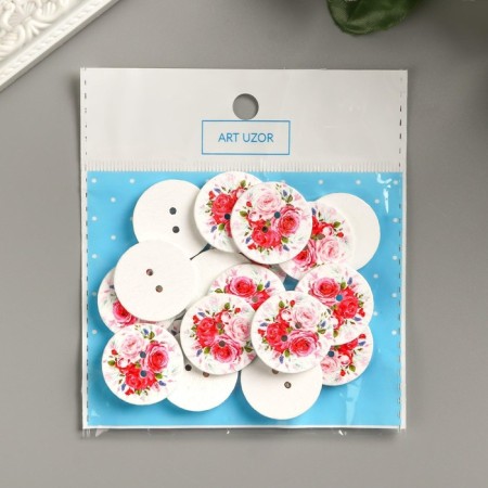 Button decorative tree "Bouquet of roses" 2.5x2.5 cm-5