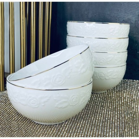 Set of salad bowls Lenardi “White Rose”, D = 11.5 cm, 6 pcs