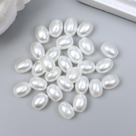 A set of plastic beads, 9x7 mm, 100 pcs/unit (white)-1