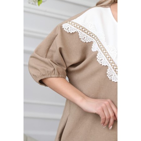 Women's dress, size 48, beige color-3