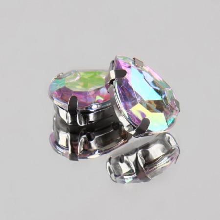 Rhound rhinestones “drop”, in a frame, with holography, 10 × 14 mm, 20 pcs-3