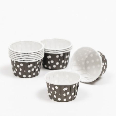 Muffin baking uniform, black in white peas, 3.8 x 3 cm