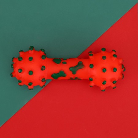 The food toy "New Year's bone" for dogs, red, 12 cm-3