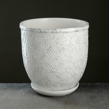 Flower pot "white silver" with a tray, 5l
