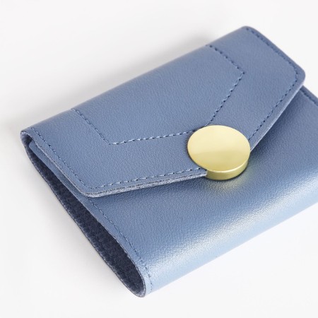Women's wallet on the button, blue color-2