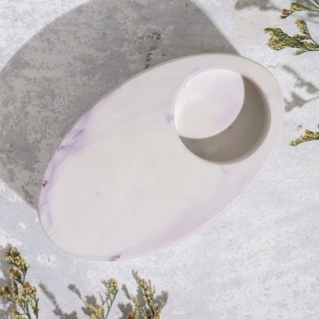 Close "narrow oval. Marble" from gypsum, 11.5x7x4cm, marble with purple stripes-2
