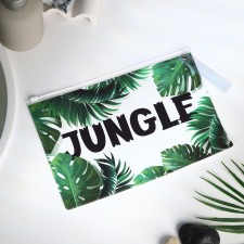 Cosmetic bag with zip-gl, transparent/green color