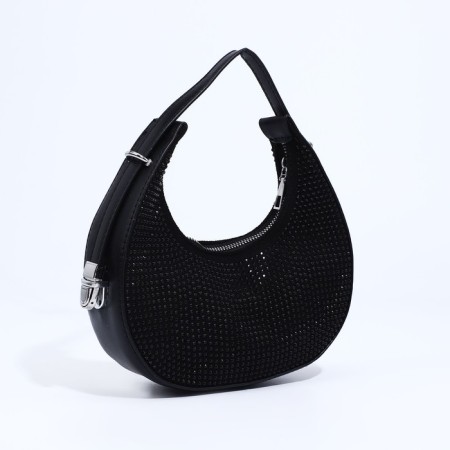 Bag-baget with zipper, black/black rhinestones-2