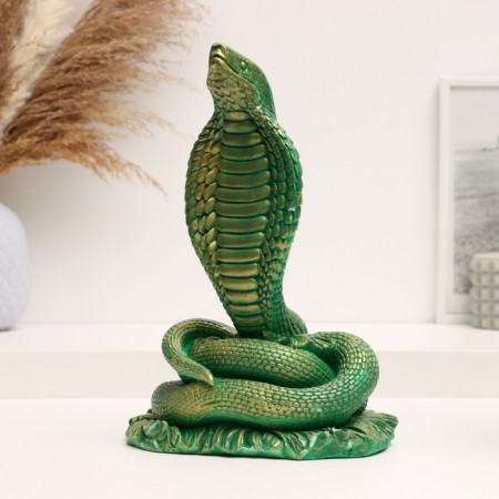 Figure "Cobra" Green with gilding, 17x13x25cm-1
