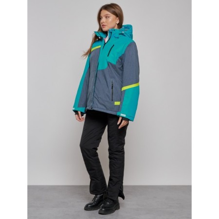 Ski jacket female winter, size 60, green color-2