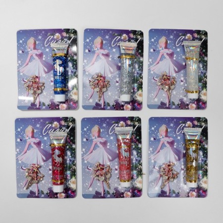 Set 2 objects: brooch, glitter "ballerina", colored, glitter - color mix-5