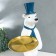 Souvenir Polystone stand "White bear in the cylinder and tie" D = 26 cm 70x37x40 cm