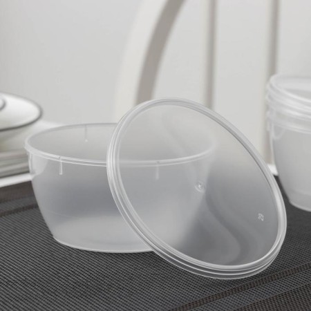 A plastic disposable can with a lid "Suditsa", 360 ml, d = 11.2 cm, the color is transparent-2