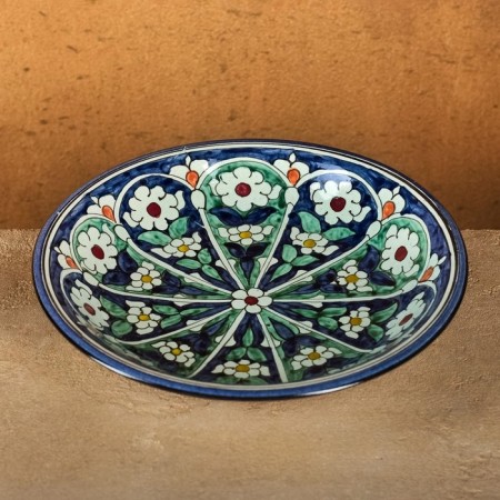 Plate of the Rishtan ceramics "Flowers", blue, deep, 20 cm mix-2