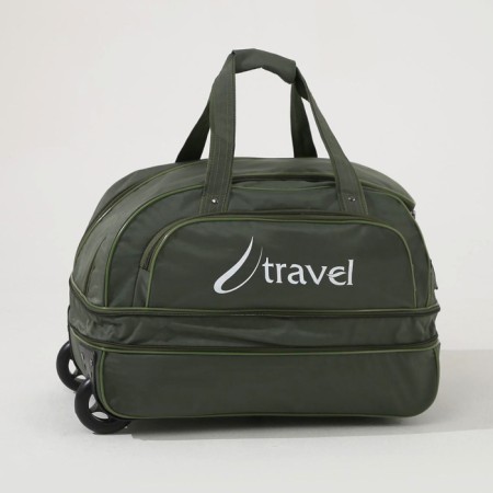 Road bag on wheels, lightning department with an increase, external pocket, khaki color-2