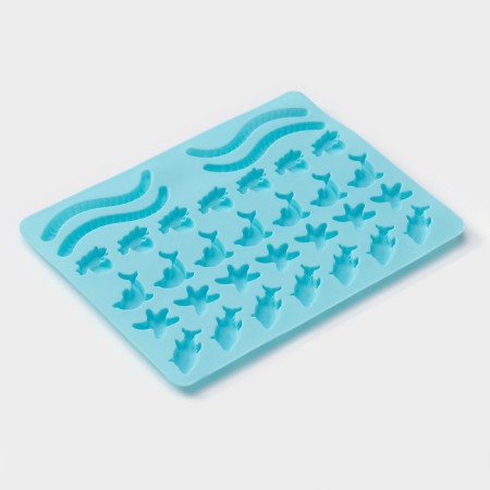 Form for marmalade Dolyan "sea sweets", silicone, 22.3 × 17.2 cm, 32 cells (2.7 × 2 cm), blue color-2