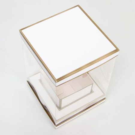 Box for flowers with a vase and PVC windows are folding, bronze, 16 x 23 x 16 cm-2