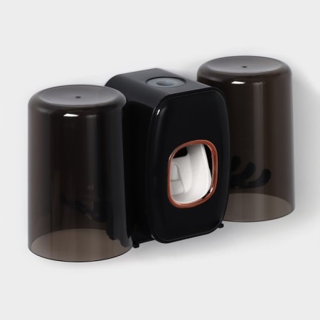 Holder for toothbrushes with a toothpaste, a glass of 2 pcs, 20 × 10.2 × 6.2 cm, black color