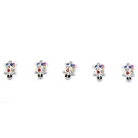 Metal fittings Pole "Silver Turtle with Stones", 2 pcs