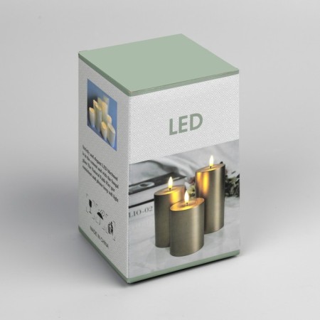 Silver LED candle, 7 × 13 × 7 cm, plastic, AAX2 batteries (not complete), warm white glow-3