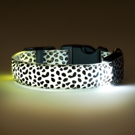 Collar with backlight Leopard 3 glow modes, size S, Osh 22-40 x 2.5 cm white-9