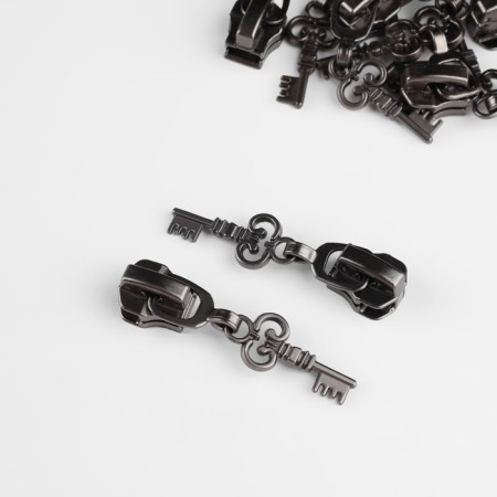 Automatic lock for metal zippers, No. 5, decorative, 10 pcs, black nickel color-3