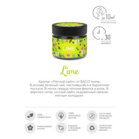 Aromatic candle in the Bank "Mint Lime", owl wax, 80 g-2